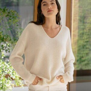 Jenni kayne wool and cashmere blend cream sweater